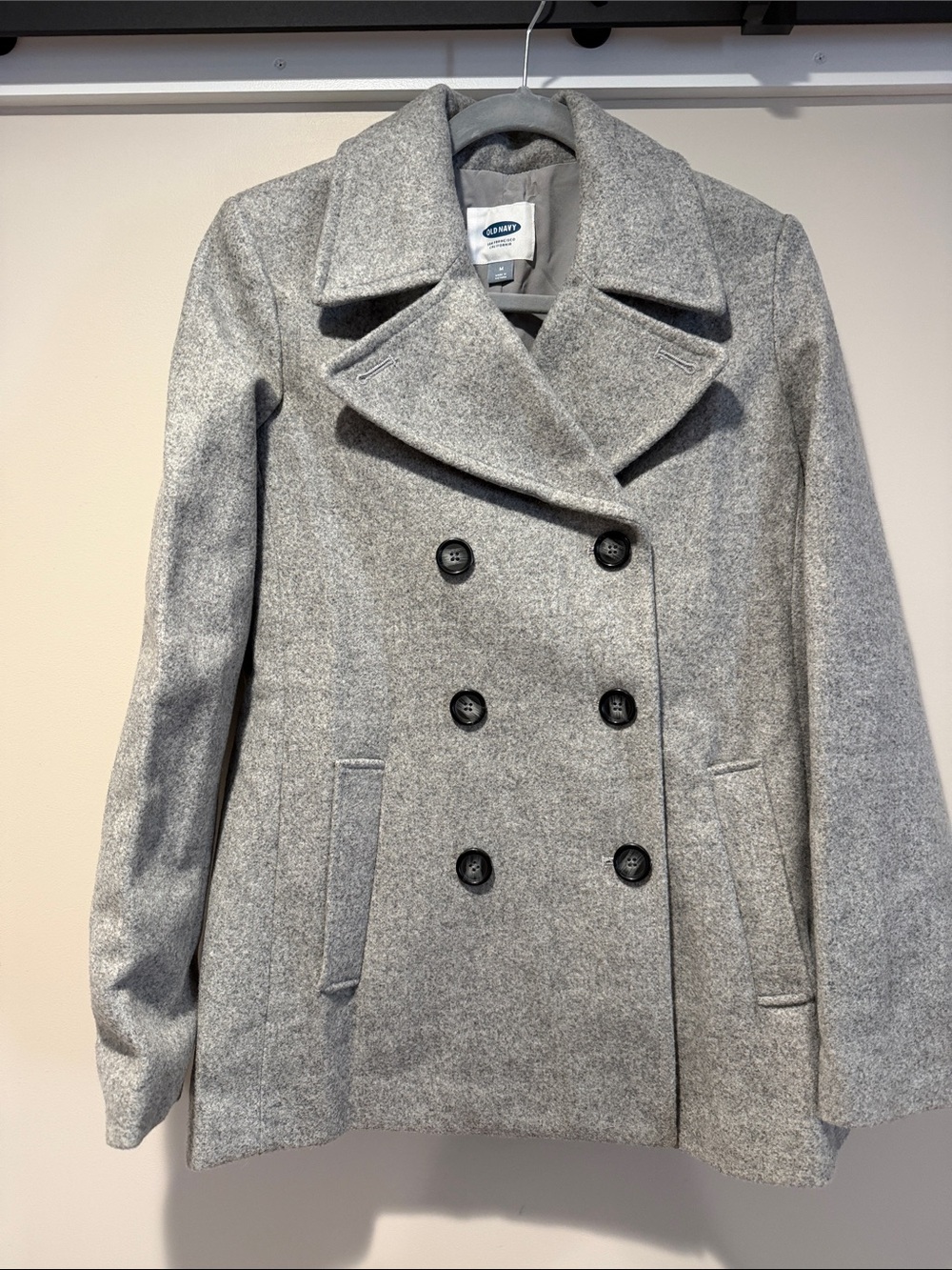 Old Navy Light Gray Double-Breasted Peacoat